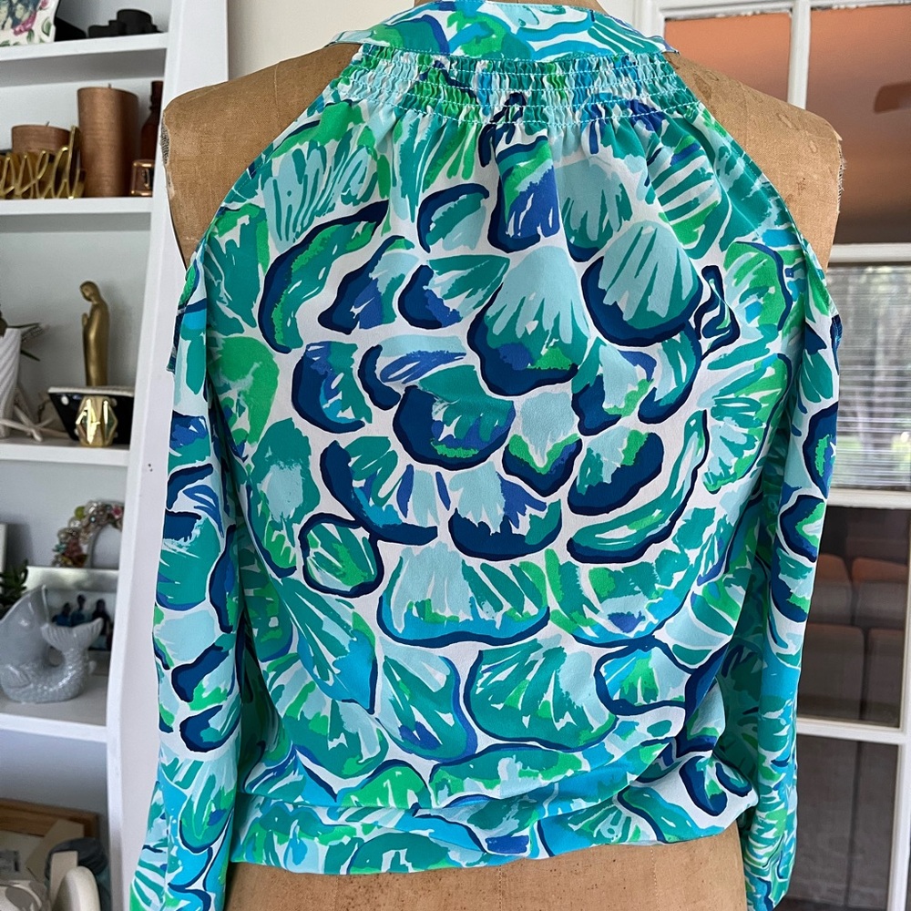 Lilly Pulitzer Blue and Green Floral Top - Picture 4 of 5